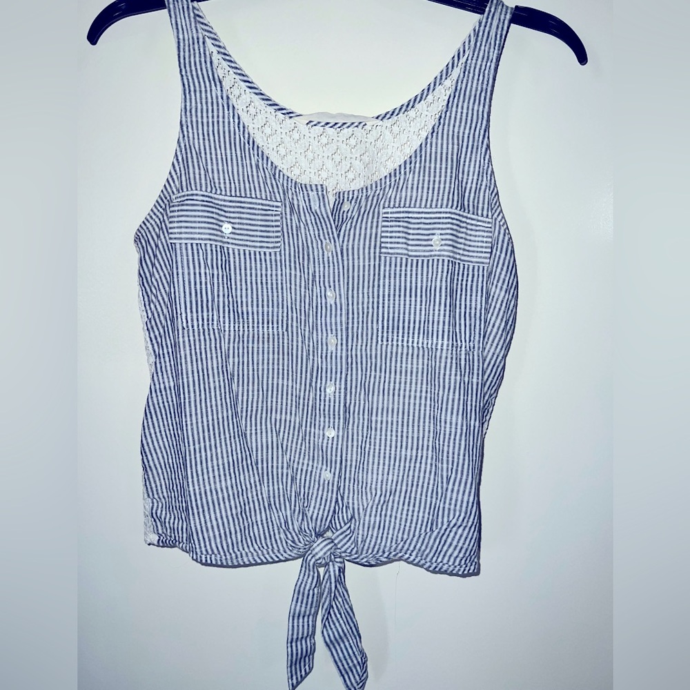 Blue and white blouse